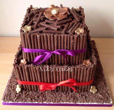 Chocolate Fudge Cigarello Cake infused with Baileys  - Cake by Nikskakes