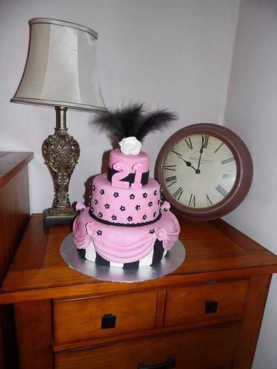 Pink and Black theme 21st cake - Cake by emma