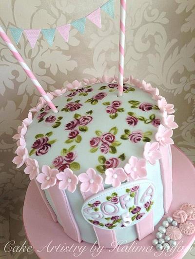 Hand Painted vintage Bunting Cake - Cake by Halima Jafari