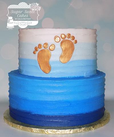 BC Stripes & Baby Feet - Cake by Sugar Sweet Cakes
