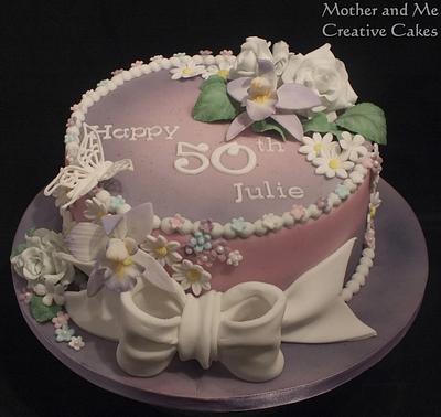 Floral 50th - Cake by Mother and Me Creative Cakes