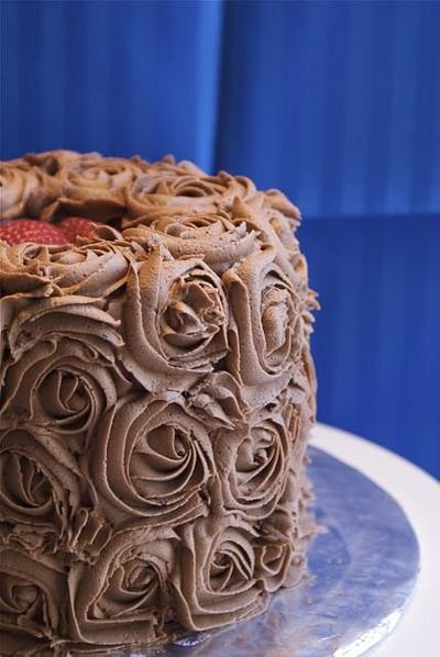 Chocolate Buttercream Rosette - Cake by Jenn