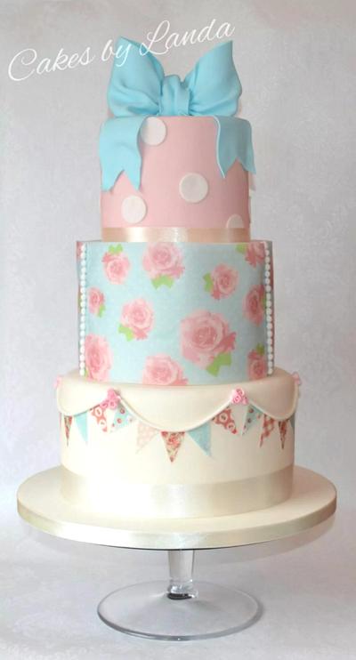 Vintage Cath Kidston inspired wedding/christening cake - Cake by Cakes by Landa