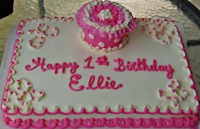 Pink buttercream cupcake 1st birthday cake. - Cake by Nancys Fancys Cakes & Catering (Nancy Goolsby)