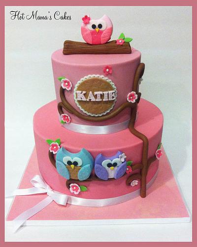 Owl Themed baby shower in pink! - Cake by Hot Mama's Cakes