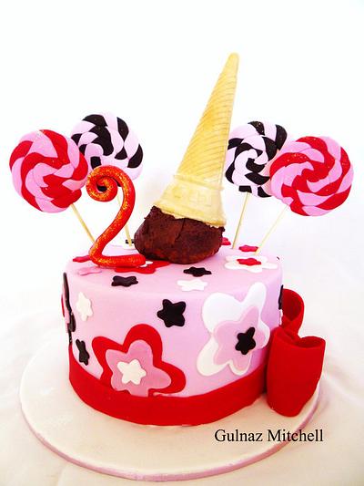 Birthday cake with lollipops (lollipop tutorial) and ice cream - Cake by Gulnaz Mitchell