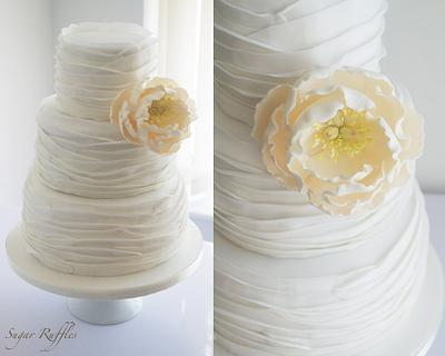 Open Peony Ruffle Wedding Cake - Cake by Sugar Ruffles