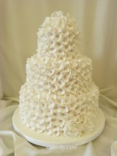 Hyrangea & Rose Wedding Cake - Cake by Carol