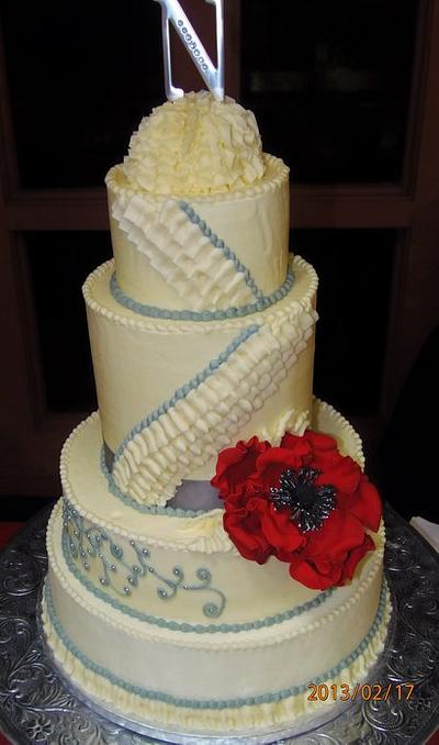 Red poppy wedding cake - Cake by Nancys Fancys Cakes & Catering (Nancy Goolsby)