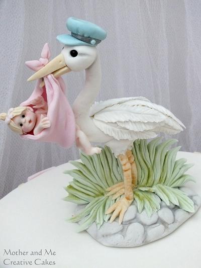 Little Bundle of Joy Stork Cake - Cake by Mother and Me Creative Cakes