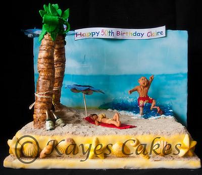 50th Birthday Beach Cake - Cake by Kaye