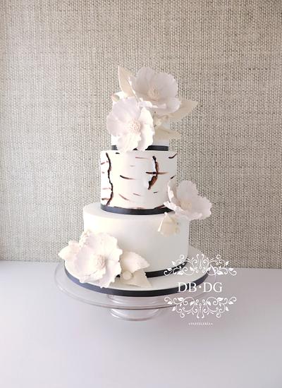 Modern white rustic wedding cake - Cake by DBDG