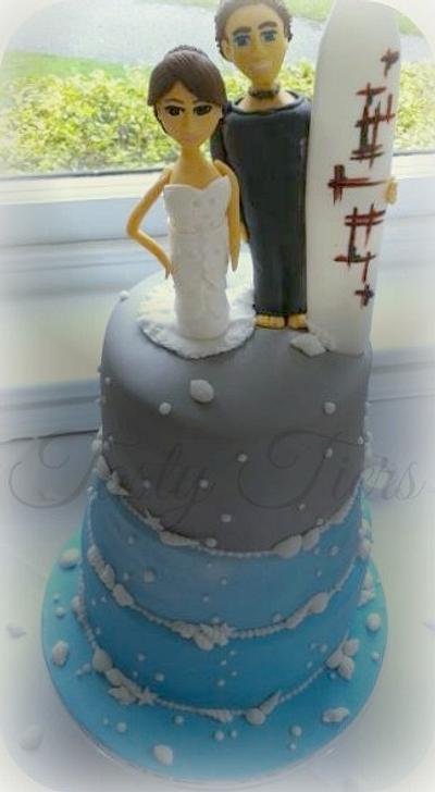 bride and surfer groom - Cake by Tasty Tiers