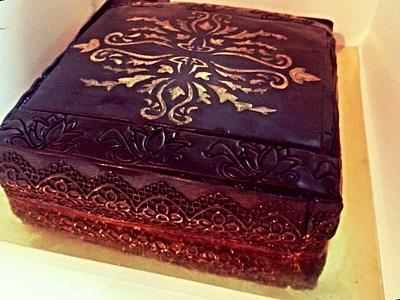 Gold Damask on Chocolate on Chocolate on Pineapple ;) - Cake by TheCupcakeShop