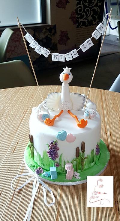 Baby shower/gender reveal cake - Cake by Judith-JEtaarten