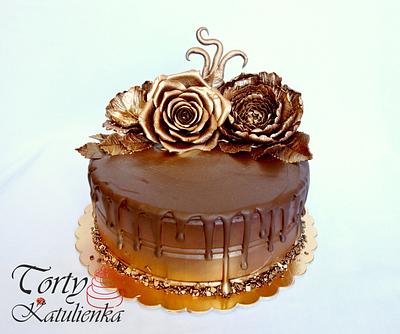 Chocolate Cake with Chocolate Flowers - Cake by Torty Katulienka