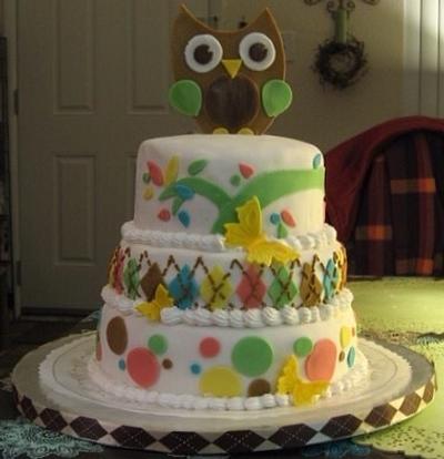 Owl Baby Shower Cake - Cake by Debi Fitzgerald