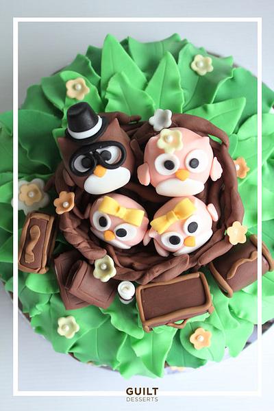 Owl Family Wedding Anniversary Cake - Cake by Guilt Desserts