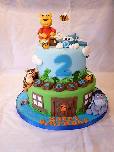 TWO TIERED WINNIE THE POOH CAKE WITH AEROPLANE - Cake by Grace's Party Cakes