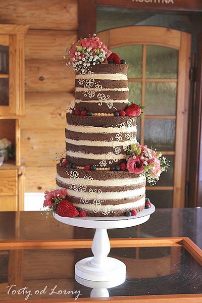 Naked wedding cake.. - Cake by Lorna