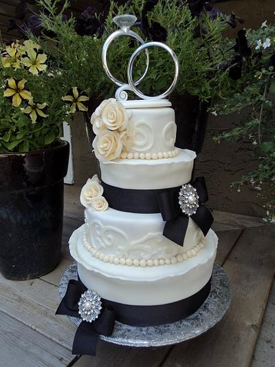 Black and Ivory Wedding  - Cake by The Cakery 