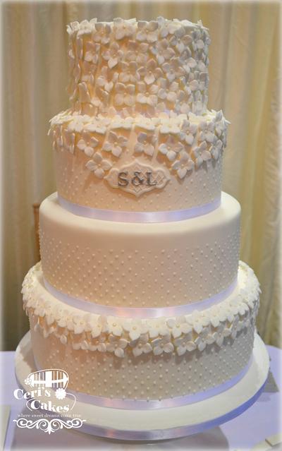 White Hydrangea wedding cake - Cake by Ceri's Cakes