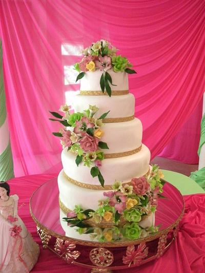               Floral Wedding Cake - Cake by robier