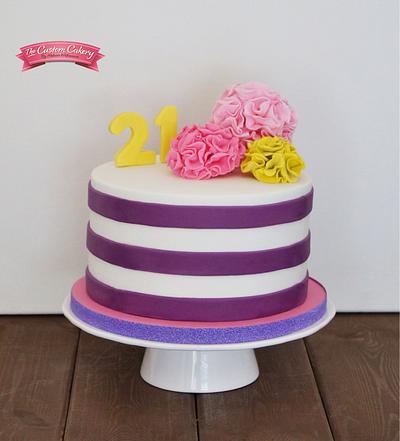 Bright Stripes and Pom Poms - Cake by The Custom Cakery