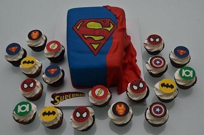Superman cake and superhero cupcakes - Cake by Five Starr Cakes & Toppers