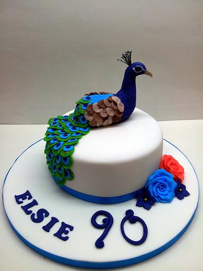 Peacock 90th Birthday Cake - Cake by Sarah Poole