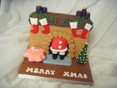 He'll Be Coming Down The Chimney Down Christmas Cake - Cake by Christine