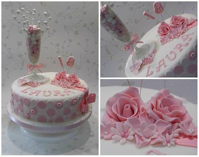 Pretty white and pink girly cake - Cake by Dawn