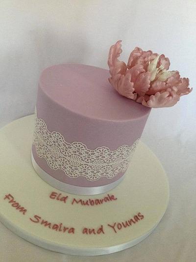 Simple lace & peony cake - Cake by jameela