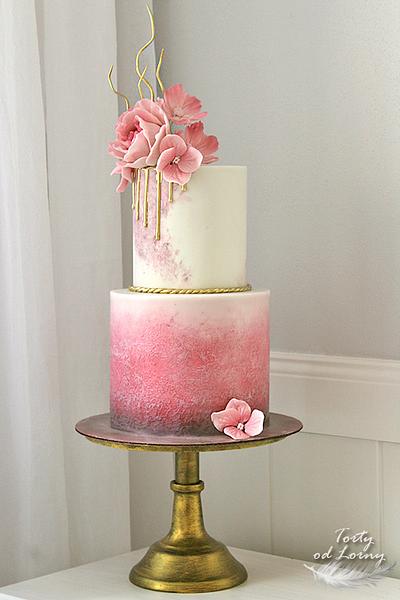 Pink & gold birthday cake - Cake by Lorna
