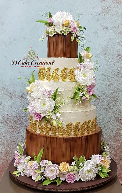 Rustic Country Look Wedding Cake - Cake by D Cake Creations®