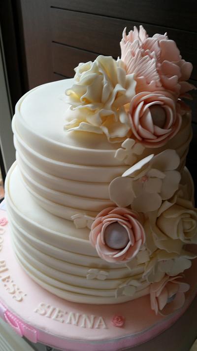 Floral Christening Cake - Cake by whisk a wish homebaking