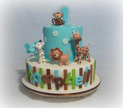 Jungle 1st Birthday Cake - Cake by Custom Cake Designs