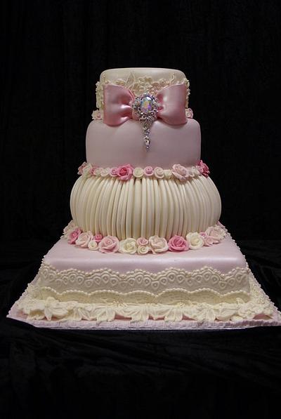 Roses and vintage pleats - Cake by Kelly Anne Smith