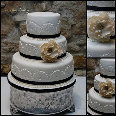 Vintage Lace Wedding Cake - Cake by It's a Cake Thing 