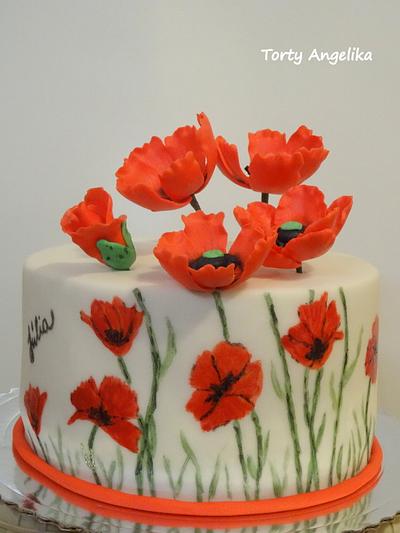 Poppy flower cake - Cake by AngieK