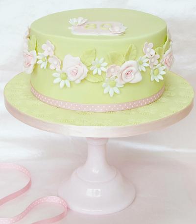 Pretty pinks and apple green - Cake by Roo's Little Cake Parlour