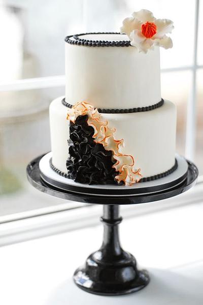 Orange and Black ruffle cake - Cake by sweetonyou