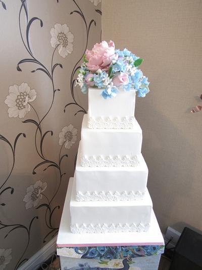 Pastel Blooms Wedding Cake - Cake by Mimi's Sweet Treats