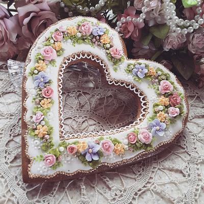 Heart and flowers  - Cake by Teri Pringle Wood
