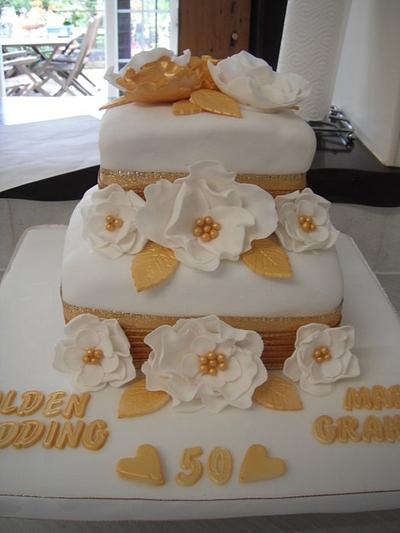 Golden Wedding - Cake by Vanessa Platt  ... Ness's Cupcakes Stoke on Trent