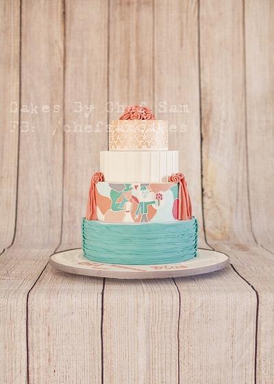 Something Old, New, Borrowed, Blue wedding cake - Cake by chefsam