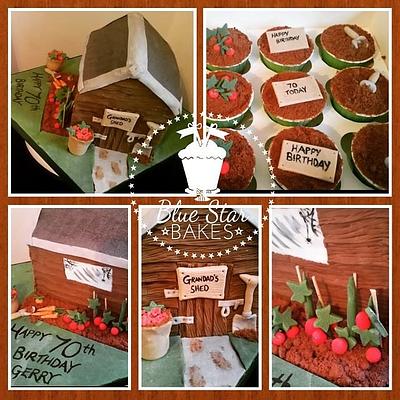 Garden Shed Birthday Cake and Cupcakes - Cake by Shelley BlueStarBakes