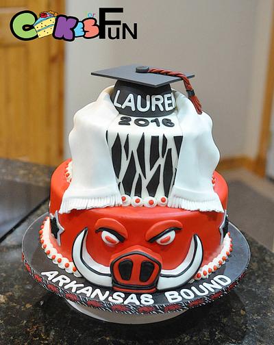 Arkansas Razorback Graduation Cake - Cake by Cakes For Fun