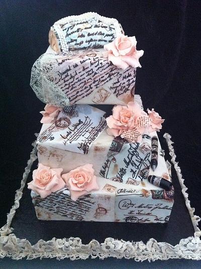 Vintage love letter wedding Cake - Cake by CakeArtistTanya