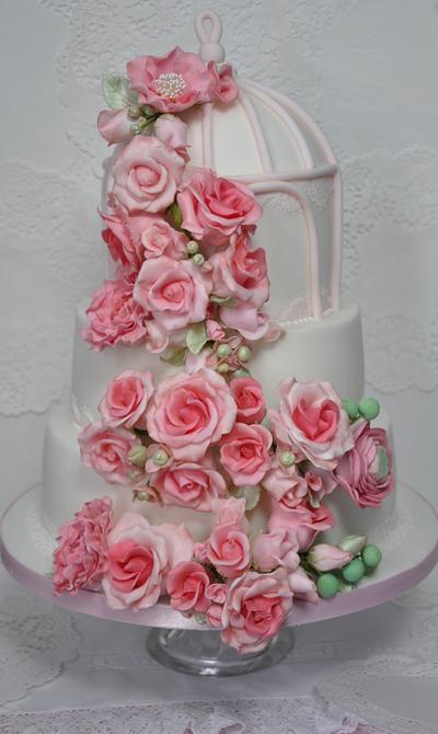 Cascading Roses Wedding Cake - Cake by Rachel Leah